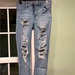 American Eagle Outfitters Light Blue Distressed Skinny Jeans